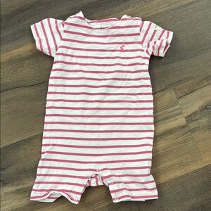 Joules Pink and White Striped Romper 12-18M